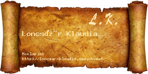 Loncsár Klaudia névjegykártya