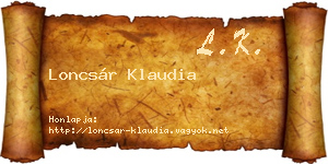 Loncsár Klaudia névjegykártya